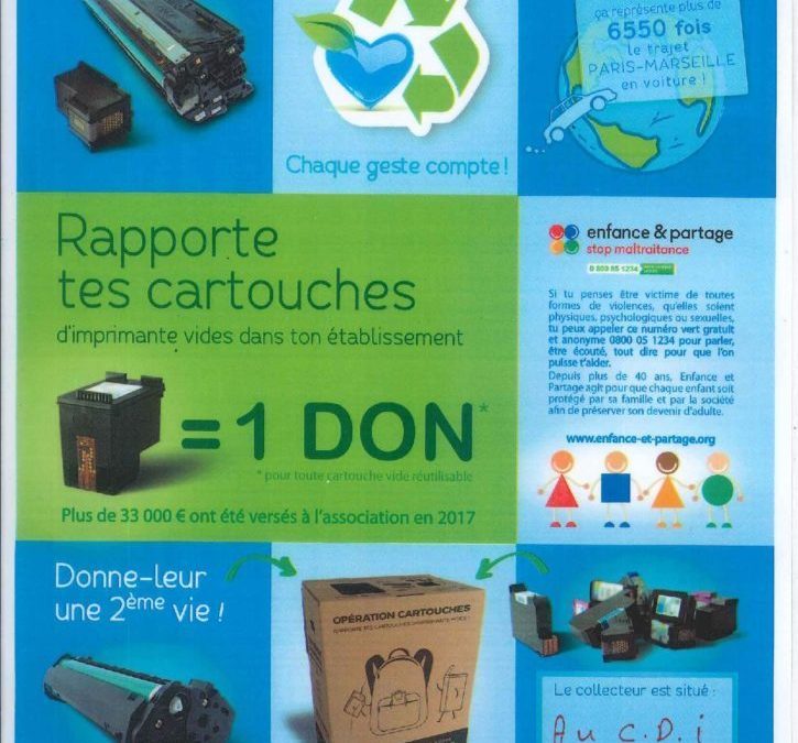 E3D – Recyclage piles / batteries et cartouches / toners d’imprimantes au C.D.I.